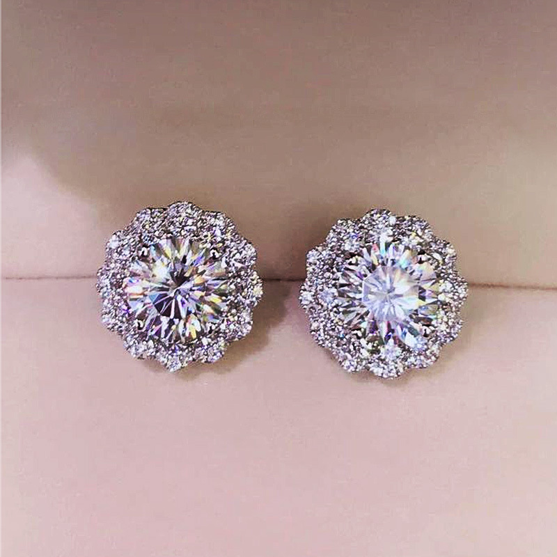Live broadcast of the new exquisite zircon sunflower earrings with diamonds, creative and fashionable women's earrings