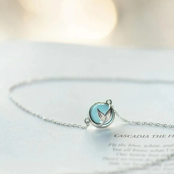 Same style mermaid foam necklace blue fishtail clavicle chain Korean style fashion creative temperament necklace