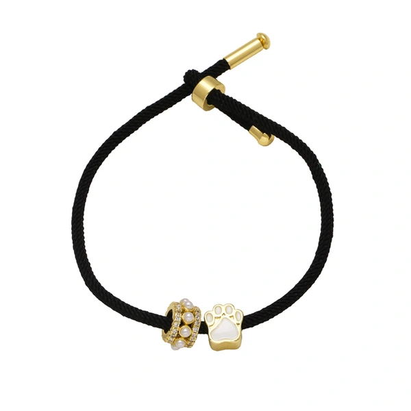 AS jewelry European and American simple fashion pearl dog paw oil drop pendant black hand rope bracelet female bra26
