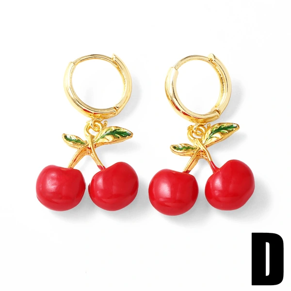 AS jewelry European and American hot selling niche design zircon oil drop fruit cherry earrings earrings earrings erq84