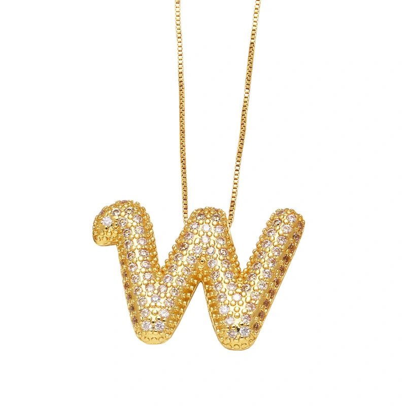 AS jewelry new hot selling writing full zirconium 26 English letters pendant necklace clavicle chain nkz14
