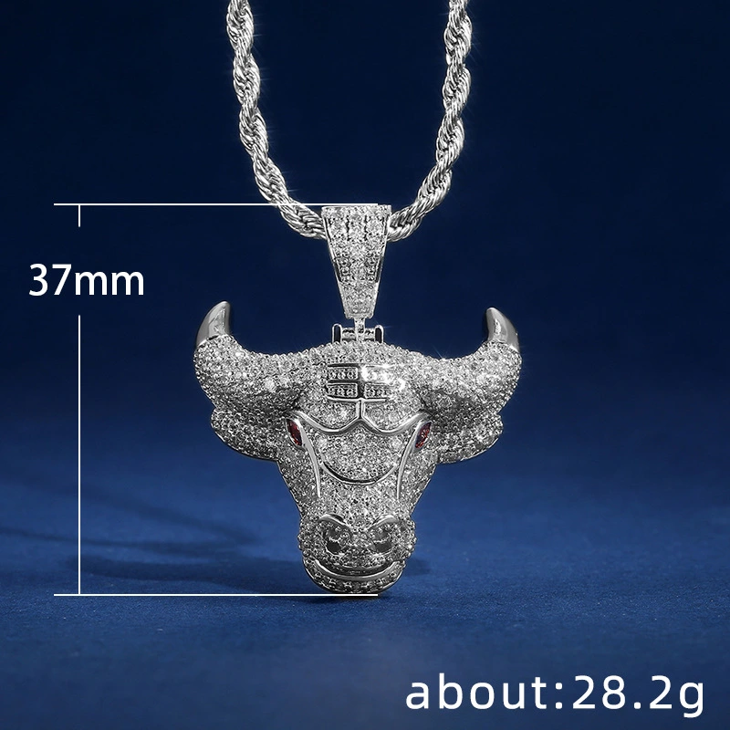   New creative and domineering zodiac bull head pendant necklace copper micro-inlaid zircon high-quality necklace