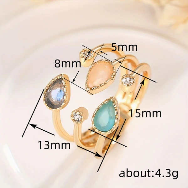  Korean irregular open ring temperament teardrop-shaped simulation ring magazine design royal female ring
