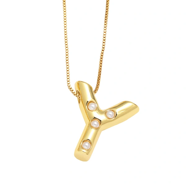 AS jewelry European and American 26 English letters pendant necklace female pearl gold-plated clavicle chain nka058