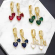 European and American high-end colorful peach heart temperament tassel earrings heart-shaped earrings jewelry wholesale era003