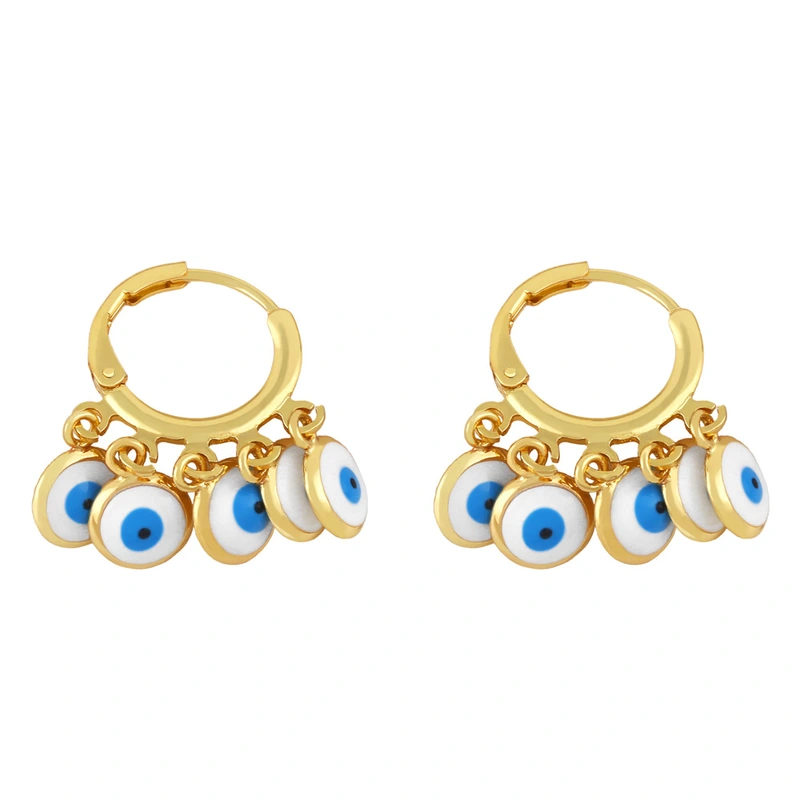 Clearance colorful oil drip tassel earrings female design European and American popular devil eye earrings ery60