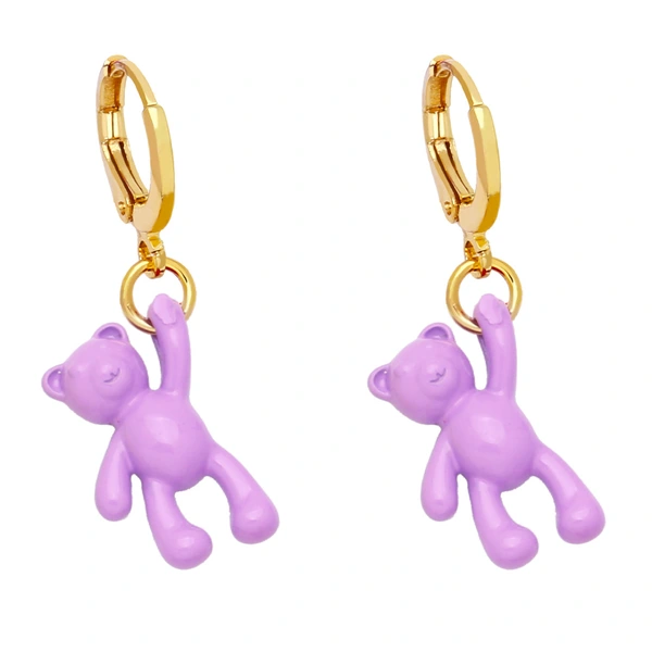Bear earrings for women European and American design personality retro candy color sweet cool trend personality temperament earrings erz04