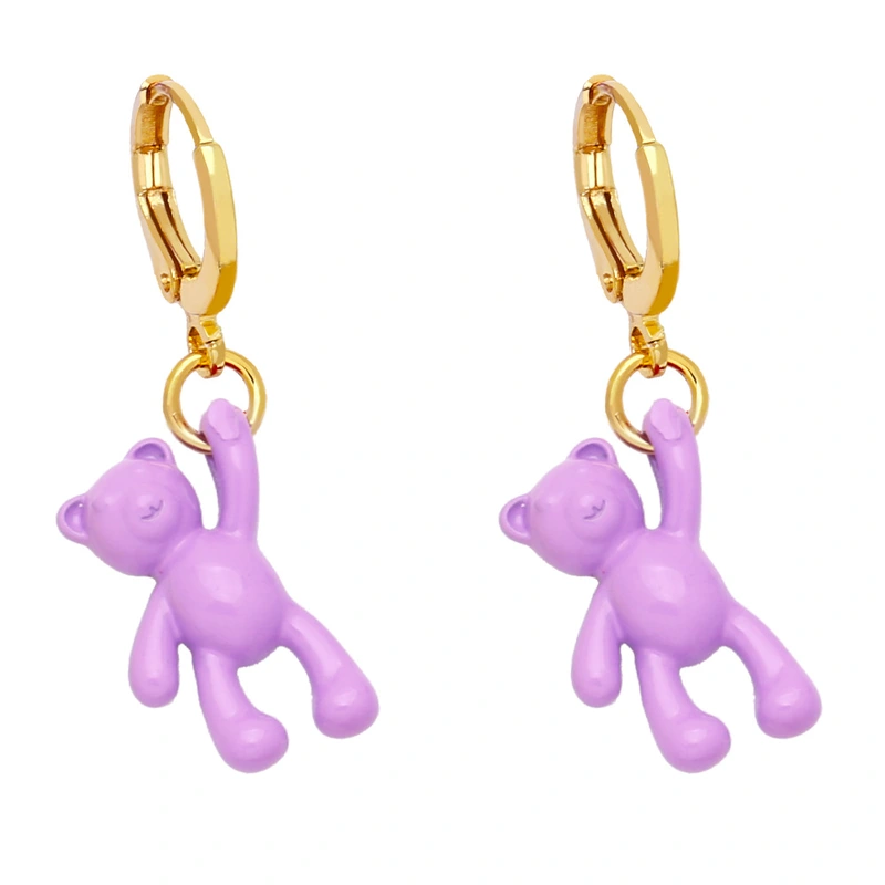 Bear earrings for women European and American design personality retro candy color sweet cool trend personality temperament earrings erz04