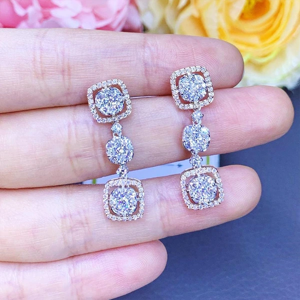 European and American new wedding accessories fashion engagement dinner luxury long earrings women exquisite bridal earrings
