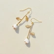 French romantic and gentle style rose branch earrings "White Rose" temperament versatile long earrings