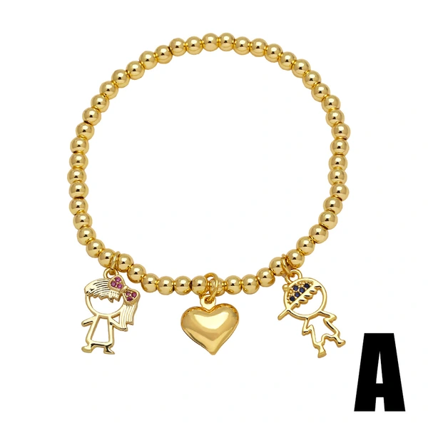 AS jewelry love boy and girl bracelet gold-plated inlaid colored zircon bracelet brf40