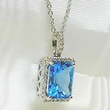 New jewelry is simple and versatile sea blue square diamond zircon necklace anniversary celebration jewelry
