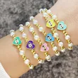 Clearance sale heart-shaped devil's eye bracelet European and American celebrity pearl gold beaded elastic bracelet bre80