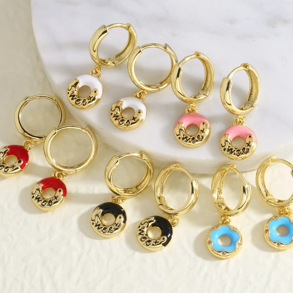 AS jewelry Europe and the United States hot selling donut oil drop earrings earrings copper plated 18k gold earrings earrings era056