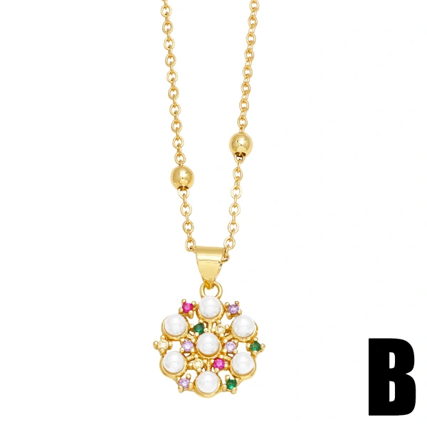 Creative personality inlaid with colored diamond umbrella pendant European and American niche design flower tree of life necklace clavicle chain nkr64