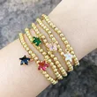 Clearance hot sale simple beaded gold elastic bracelet star five-pointed star zircon pendant bracelet brj79