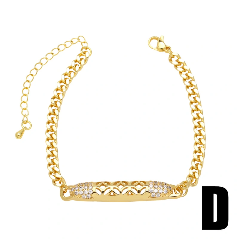 European and American fashion simple Bago chain bracelet niche design inlaid zircon hollow hand jewelry accessories brm09