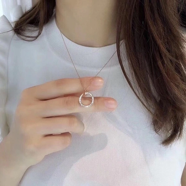 Fashion celebrity celebrity same style micro-inlaid zircon nail necklace high-end necklace creative personality pendant