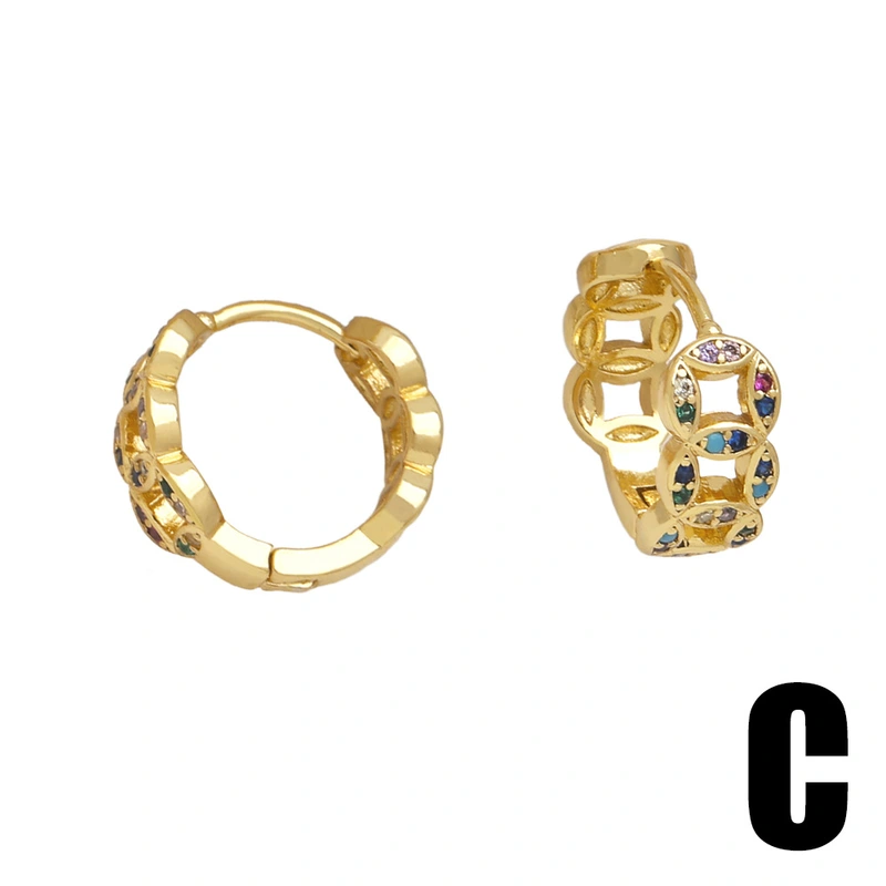 European and American fashion high-end earrings for women niche design inlaid with colored zircon gold-plated earrings earrings eru21