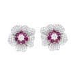 Niche high-end earrings unique French flower diamond-studded temperament trendy earrings popular earrings
