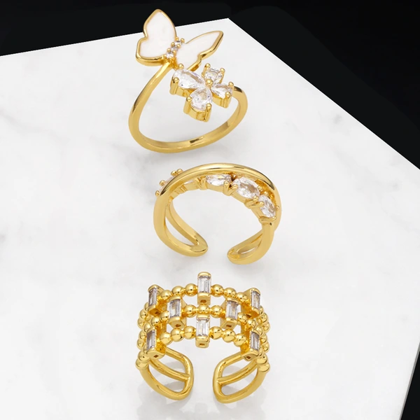 Clearance tide niche design butterfly ring high-end cool style geometric index finger simple ring female riq02