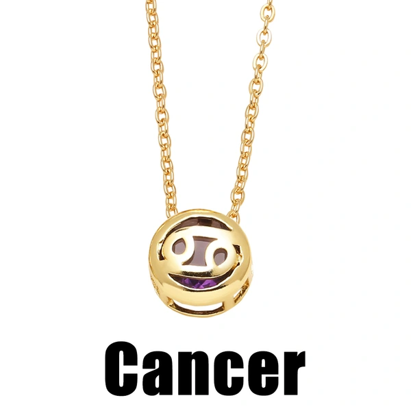 AS jewelry Europe and the United States hot selling twelve constellation necklace zircon double-sided hollow birthstone clavicle chain nkb794