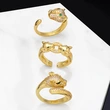 Clearance European and American leopard head ring inlaid with zircon cheetah unisex open leopard ring accessories riq01