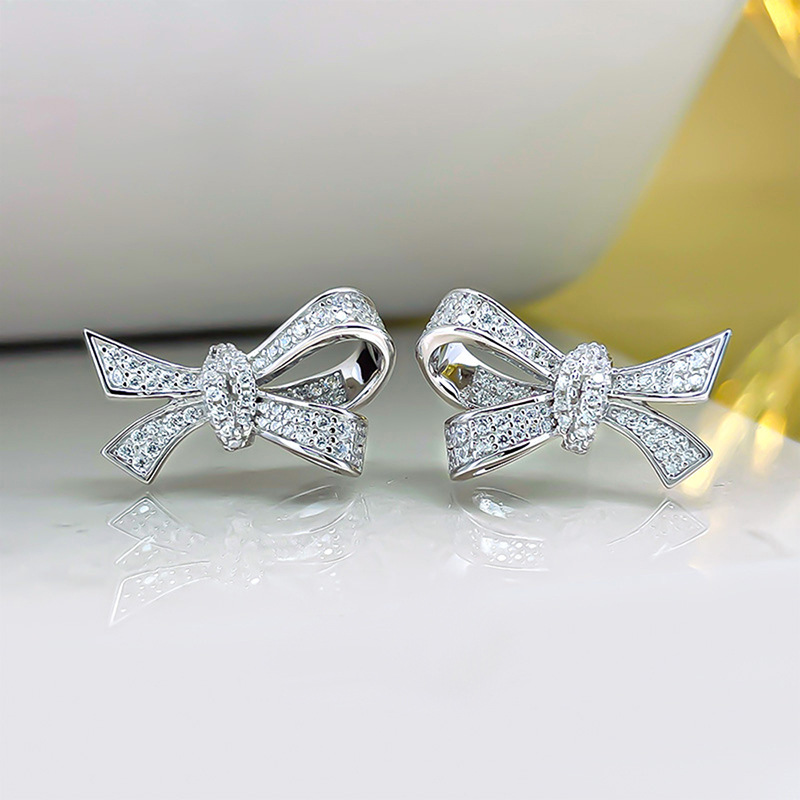 Light luxury bow earrings niche design fashion personality earrings temperament high-end business earrings