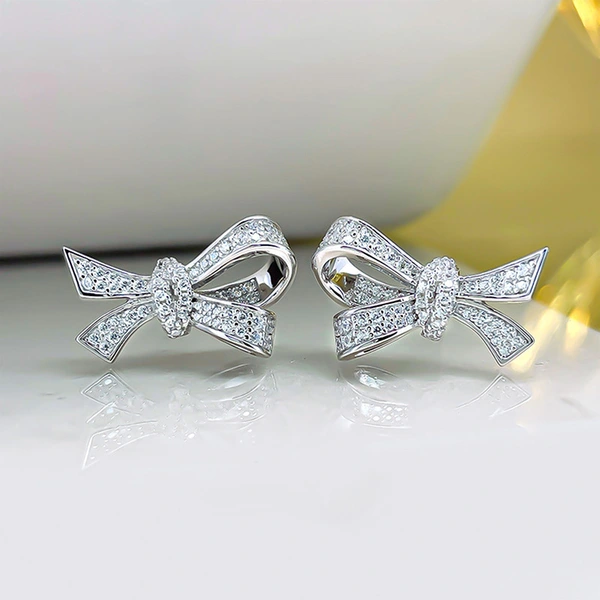 Light luxury bow earrings niche design fashion personality earrings temperament high-end business earrings