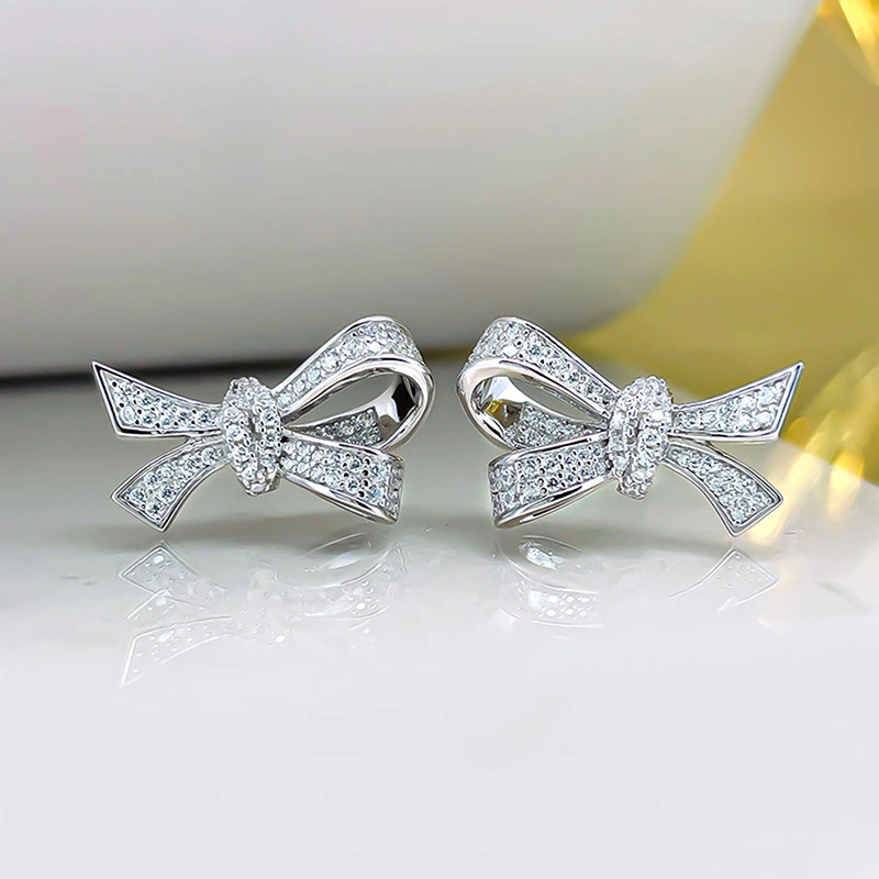 Light luxury bow earrings niche design fashion personality earrings temperament high-end business earrings