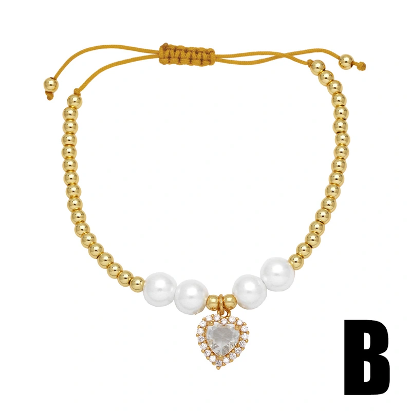 AS jewelry hot selling love peach heart pendant bracelet female gold-plated zircon pearl butterfly bracelet brd63