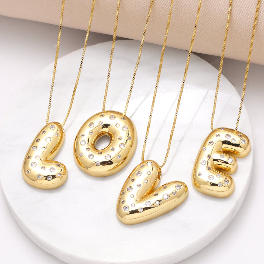 AS jewelry fat English letter necklace female gold-plated zircon clavicle chain nkb241
