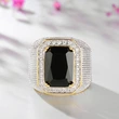 European and American zircon inlaid hip-hop domineering square men's ring fashionable retro versatile trendy men's ring source manufacturer