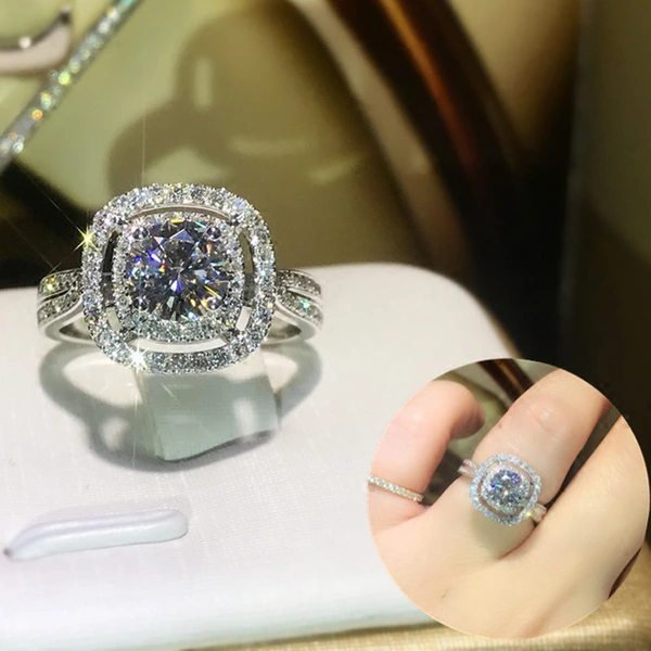 New wedding ring classic four-claw inlaid zircon engagement ring women's bridal evening ring