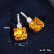 New European and American luxury ice flower yellow diamond earrings fashionable temperament versatile micro-inlaid zircon ear hooks