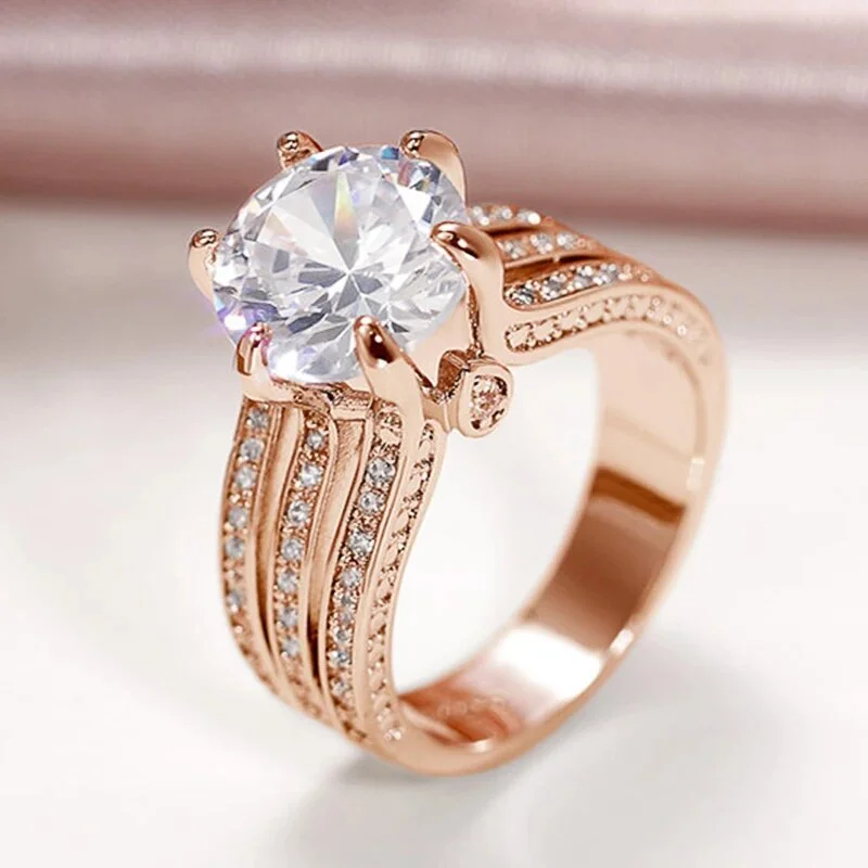 Luxury zircon full diamond ring light luxury elegant ring female fashion personality niche single ring