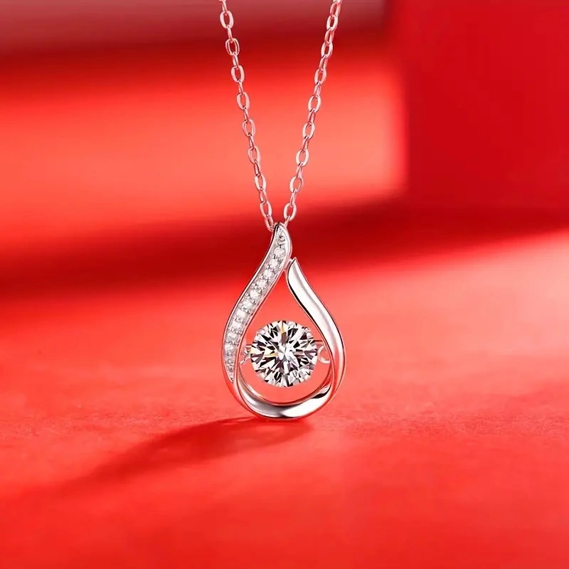  Live streaming hit teardrop-shaped necklace, high-end hollow design, geometric pendant, versatile and smart money accessories