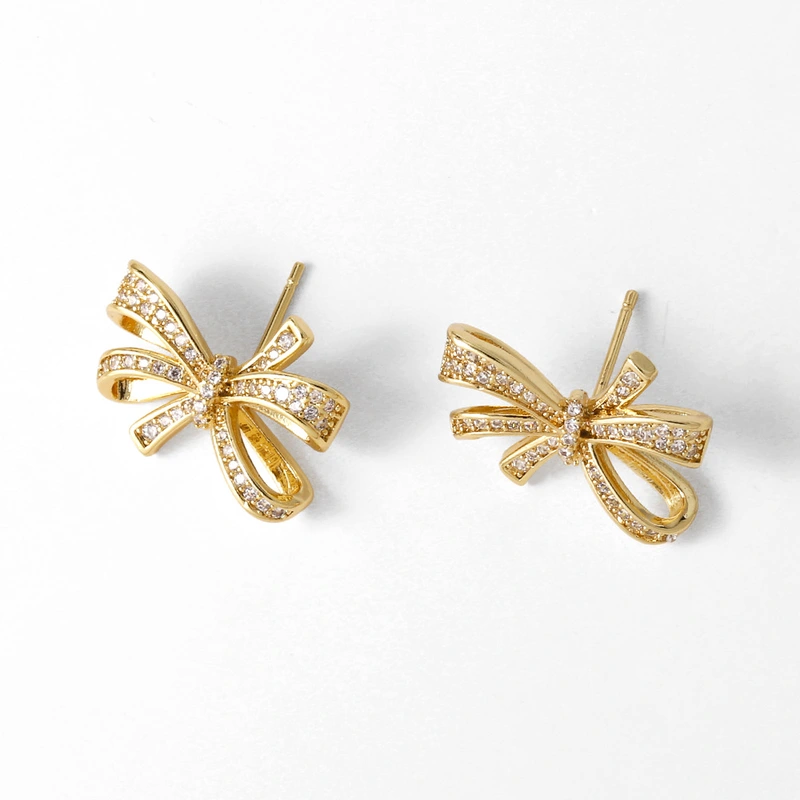 AS jewelry studs hot selling bow earrings women's gold-plated zircon earrings era239