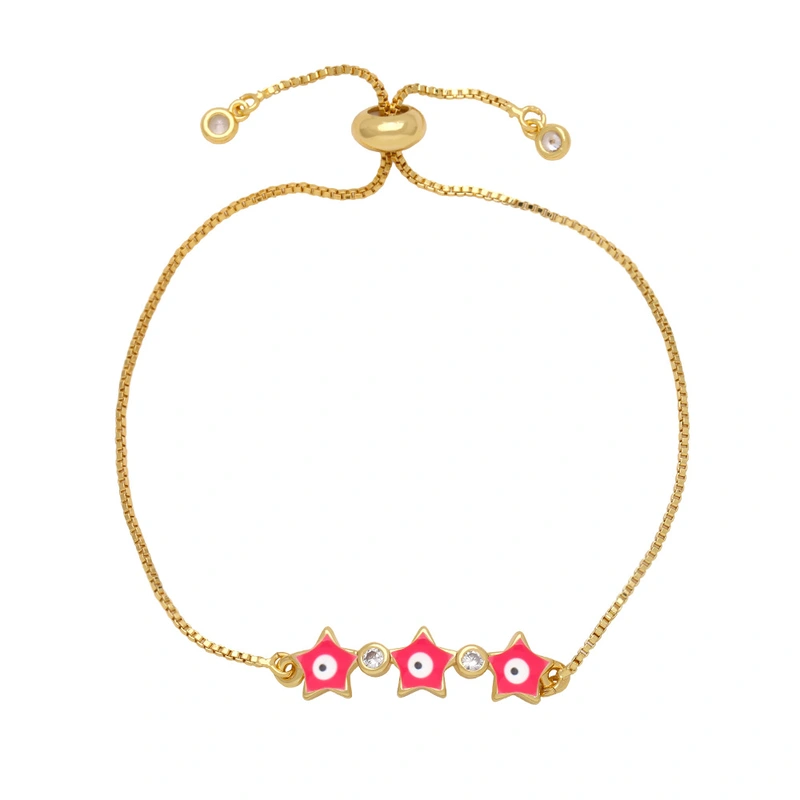 Clearance evil eye bracelet women's fashion simple oil drop pentagram eye adjustable bracelet brb02