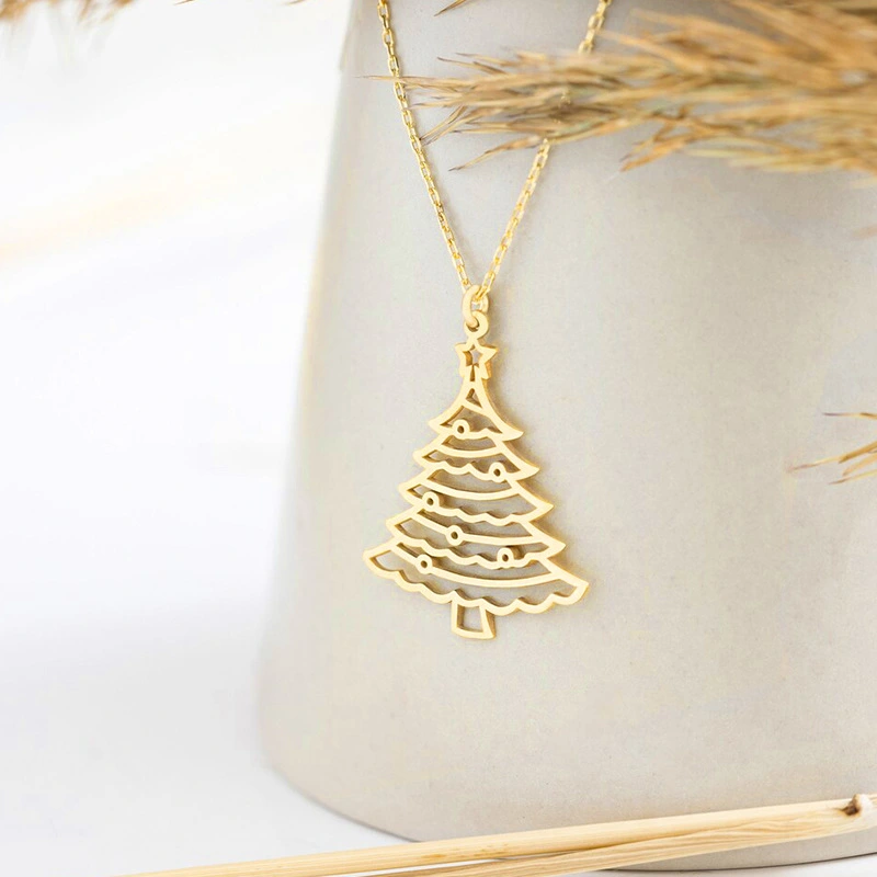  Christmas holiday pendant necklace Christmas tree line jewelry women's fashion sweet cute jewelry gift