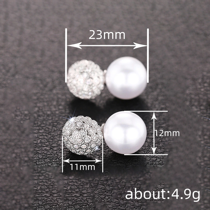 Factory direct sale earrings for women, full diamond imitation pearl princess earrings, round geometric dress accessories