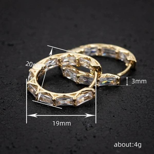  High-grade diamond-studded earrings, versatile geometric earrings, fashionable summer new style women's earrings