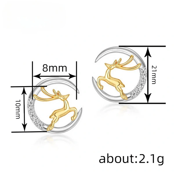  Christmas moon elk earrings holiday deer exquisite earrings fashionable hot style matching accessories