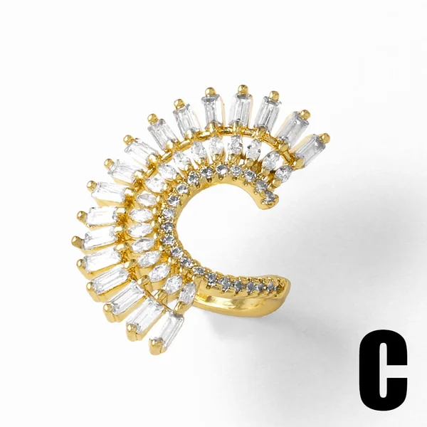 AS jewelry European and American geometric exaggerated high-end copper plated real gold inlaid zircon open ring female rih72