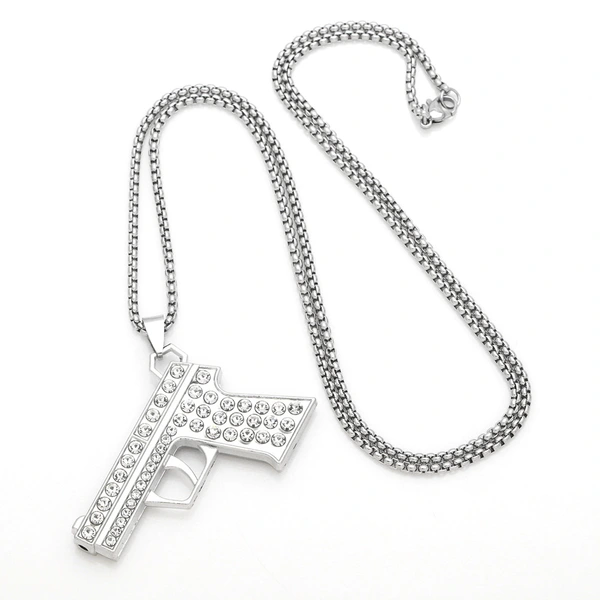 European and American hot-selling hip-hop rap pistol necklace fashion personality pendant necklace trendy cool versatile sweater chain nkb329