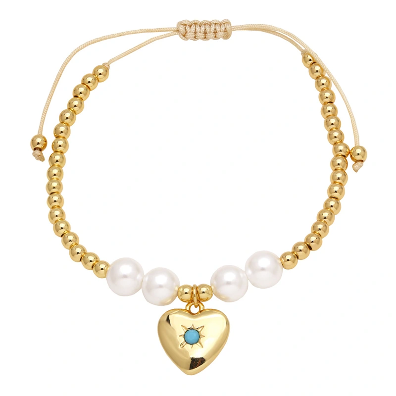 AS jewelry bracelet pearl heart bracelet female gold-plated colored zircon hand jewelry bre75