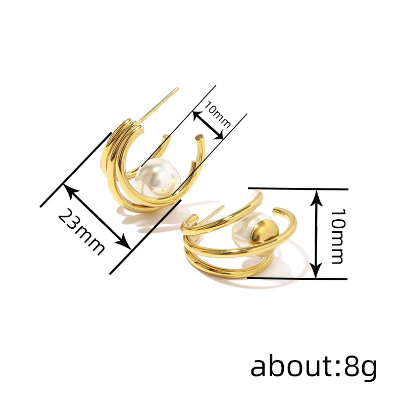  Manufacturers wholesale light luxury French earrings for women imitation pearl temperament fashion earrings geometric niche design