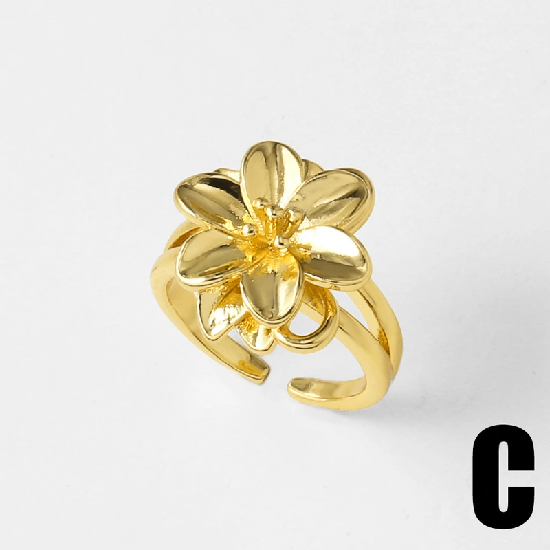 AS jewelry European and American new smooth copper plated 18k gold rose flower open ring female riq89 ring