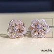Specially supply new earrings, sweet temperament, ladylike flower zircon earrings, exquisite copper earrings