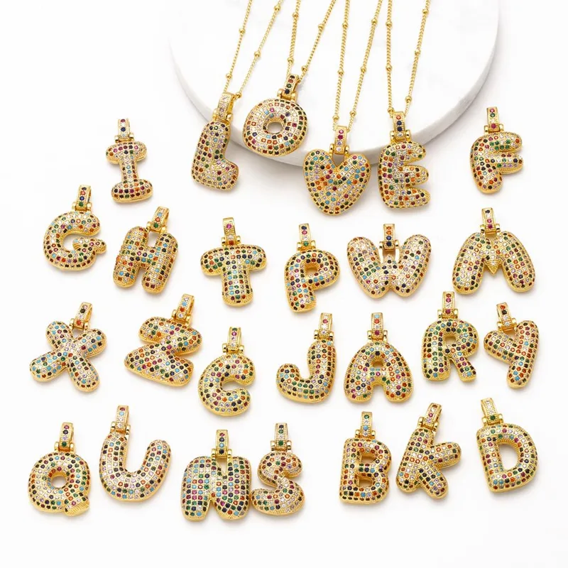 AS jewelry new color 26 English letters pendant necklace female inlaid zircon clavicle chain nkb031